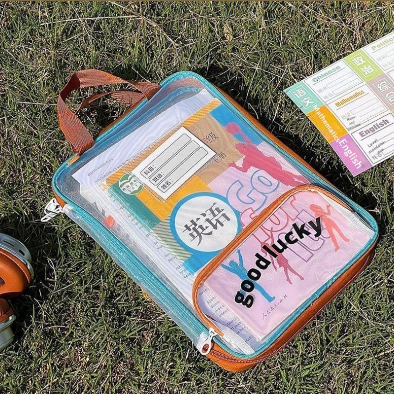 3vrstvá úložná kabelka s velkým otevíráním Barevná přenosná taška na doučování Organizér na psací potřeby Materiál Eva Moderní styl