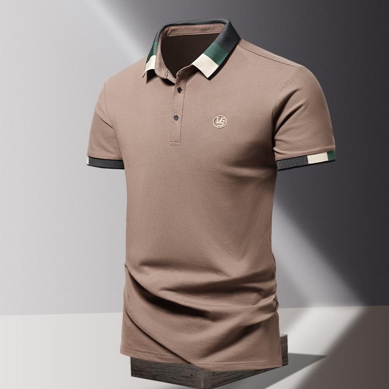 POLO Shirt Men's Summer Fashion Ice Silk Quick Drying Short Sleeved T-shirt Solid Color Loose Business Collar Pure Cotton Top