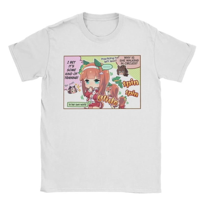 I Paused My Umamusume Career To Be Here Men T Shirt Tees Short Sleeve Round Collar T-Shirts Cotton Plus Size Clothes