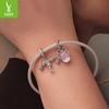 Pink Romantic Bow Diy Pendant Accessories French Sweet And Elegant S925 Sterling Silver Beaded