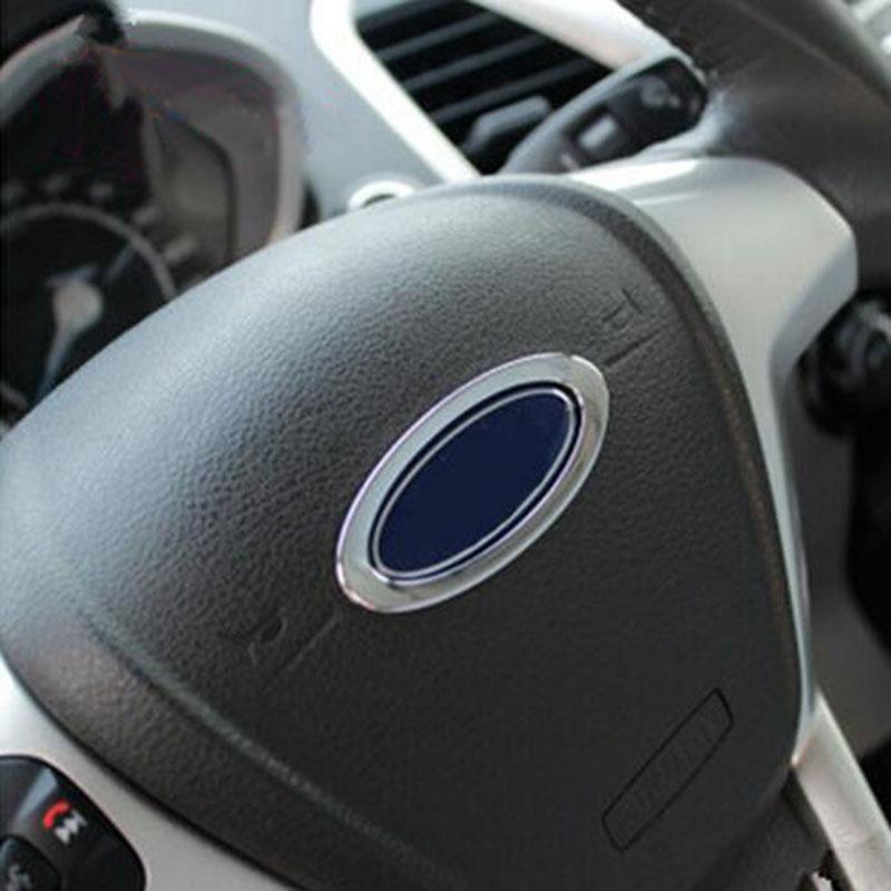 Hochwertige Lenkrad ABS Chrom Zierleiste Abdeckung Logo Ring für Ford Mondeo 2009 2010 2011 2012 2013 2014 2015 Autozubehör