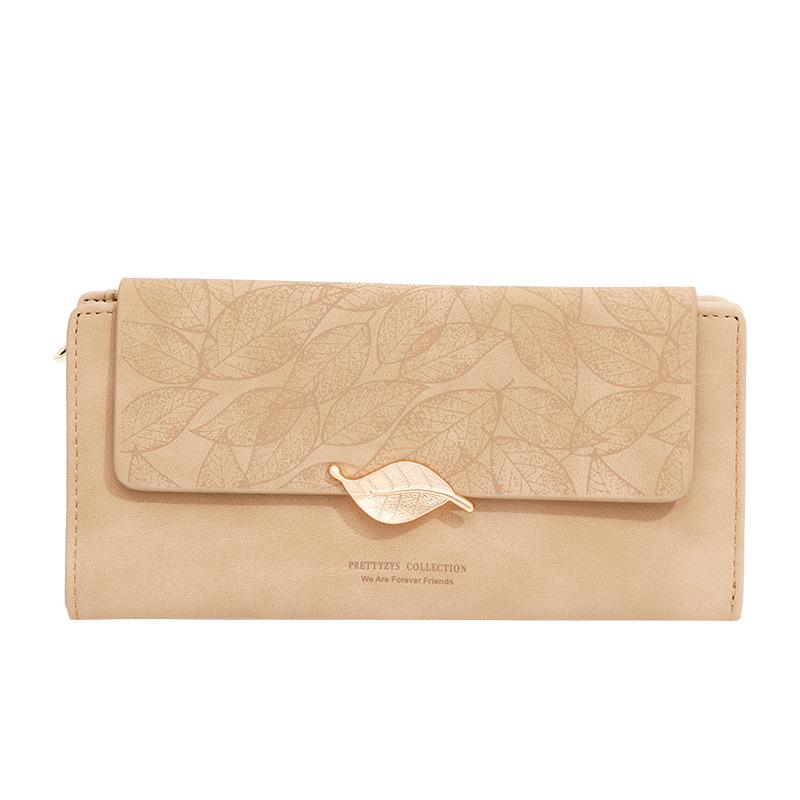 Frauen 2025 Koreanische PU Leder Retro Blatt Schnalle Lange Brieftasche