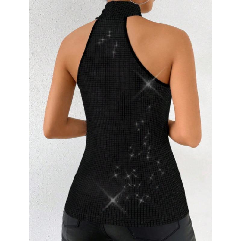 Hot Style Sexy Simple Sequined Halter Neck Strap Hot Girl Inner Wear Tops and Vests for Women