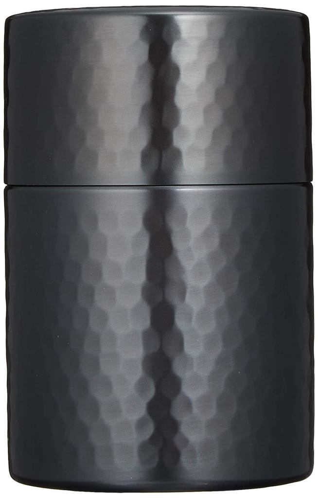 Shinko Metal Black Copper Finish Tea Caddy, Medium (Capacity: 150g), Pure Copper with a Black Copper Finish, Hammered Design, BC-106