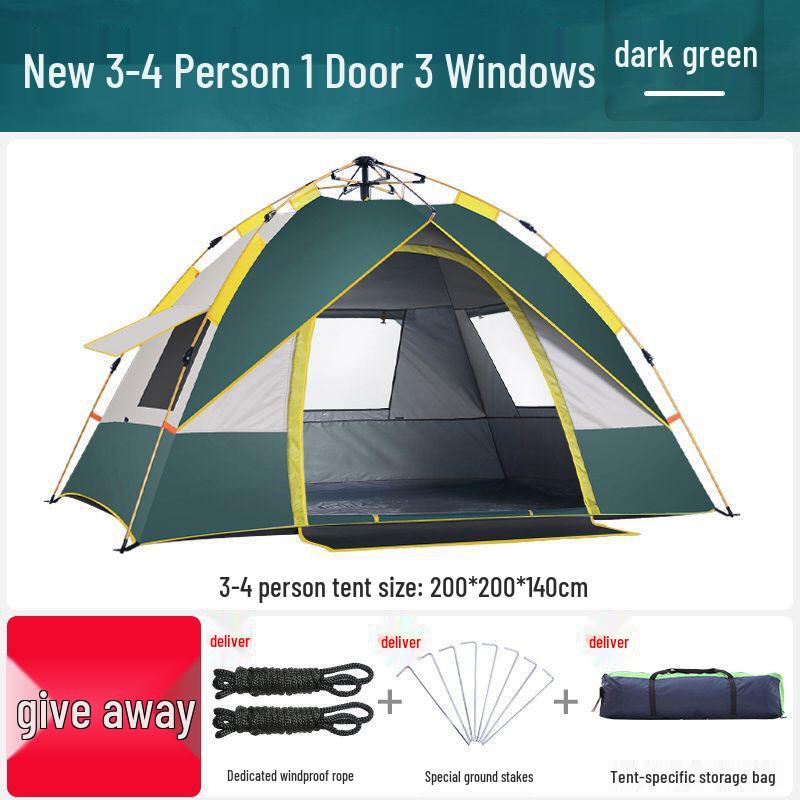 Double Person Automatic Tent: Thickened, Rainproof & Sun-Protective for Outdoor, Wild Camping or Beach Use
