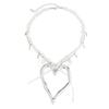 Exaggerated Metal Big Love Pendant Necklace Feminine Sweet Temperament Imitation Pearl Bow Necklace