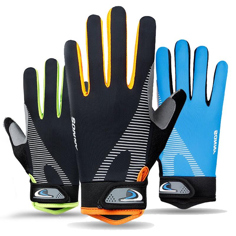 Ice Silk Gloves Men's and Women's Cycling Fitness Mountaineering Outdoor Cycling Training Tactical Anti-skid Sports Touch Screen Full Finger Gloves