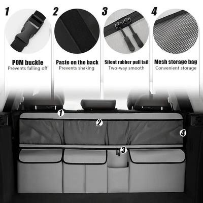 Large Capacity Trunk Organizer Car Storage Mesh Bag Foldable Backseat Storage Multifunctional Car Organizer