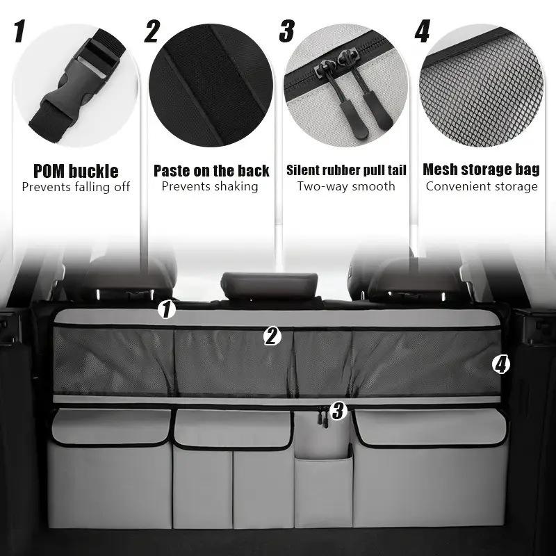 Large Capacity Car Trunk Bag Mesh Solid Color Backseat Storage Bag Car Interior Storage Bag Auto Organizer Accessories For Most