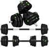 2-in-1 Dumbbell Set, Barbell & Dumbbell, 25 Kg, Non-Slip, Floor-Friendly, Black/Green