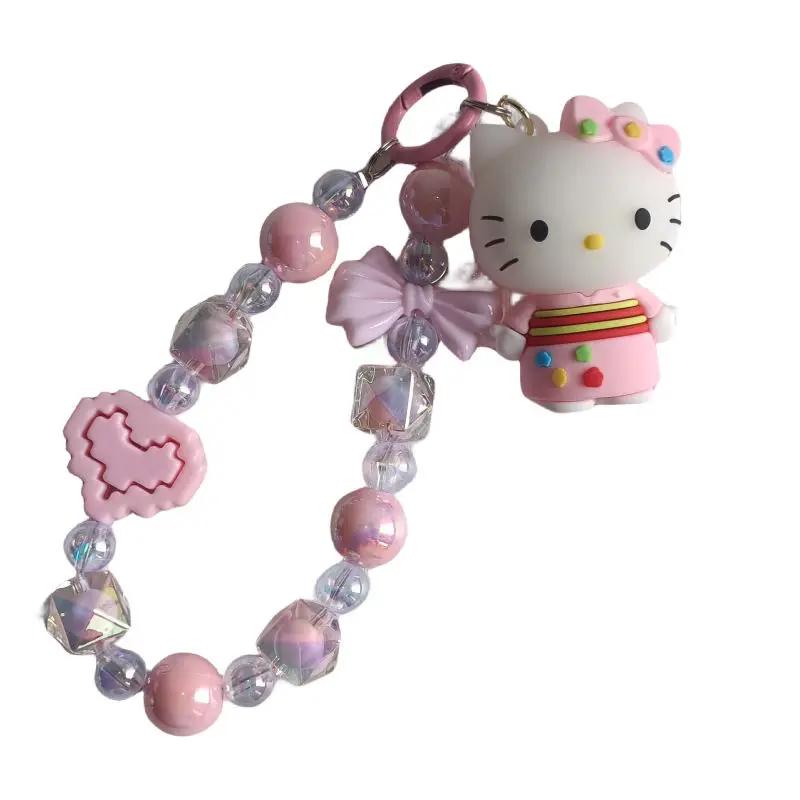 Cartoon Animation Cute Hello Kitty Bead Chain Versatile Bracelet Backpack Pendant Key Mobile Phone Chain Holiday Gift Toy