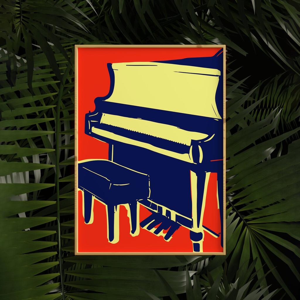 Modernes Jazz-Festival-Musikfestival-Poster, schlichter Stil, bunte Klavierbilder, Leinwanddruck, Poster, Wandkunst, Dekor für Bar