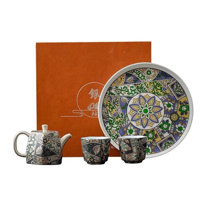Chinese Style Enamel Ceramic Tea Set