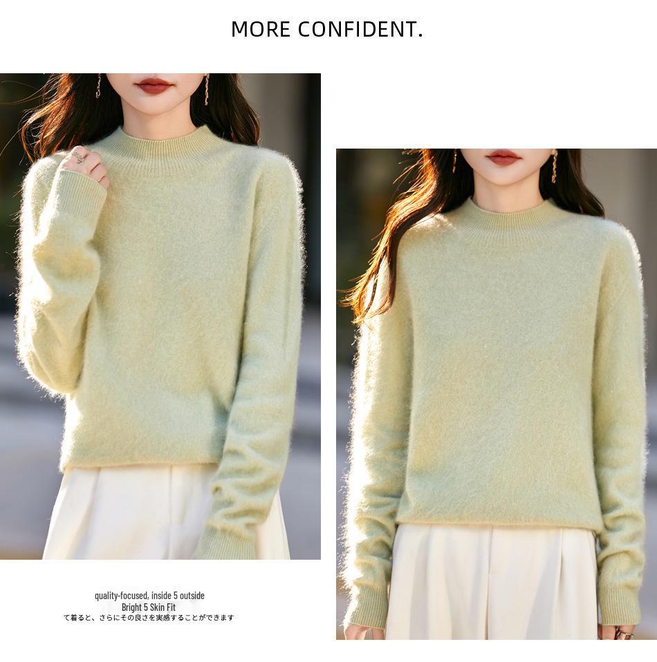 2025 Autumn/Winter Women's Seamless High Neck Wool Sweater - Versatile, Long Sleeve Knitwear