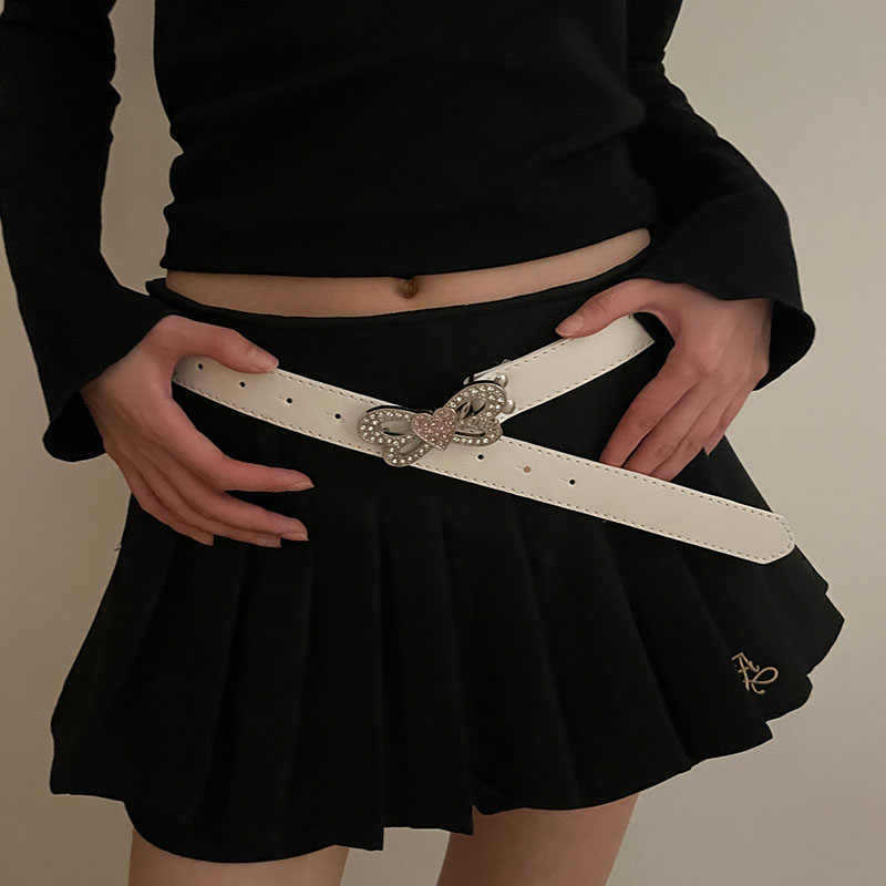 Fashion Butterfly Knot Belt Pu Leather For Summer Dress Accessory Women