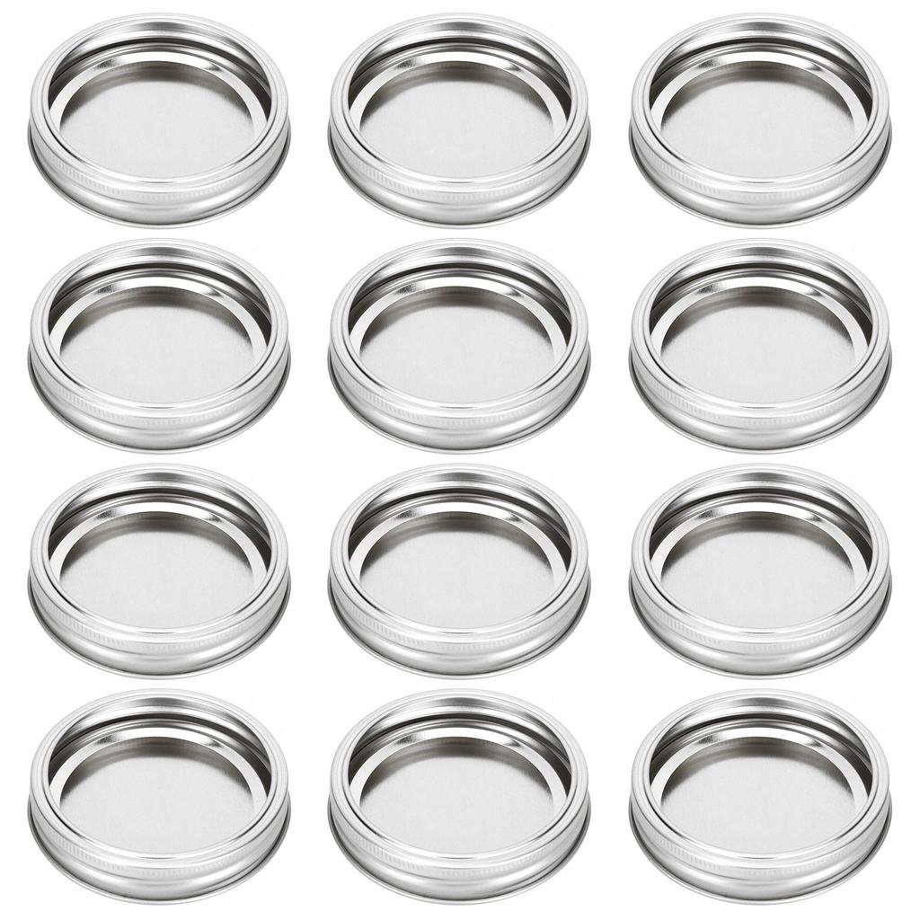 12Pcs Stainless Steel Split Type Glass Jar Lids Round Leakproof Sealing Covers Kitchen