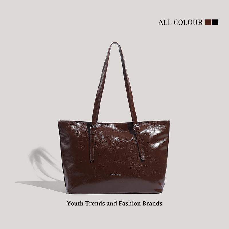 Niche High-end Sense Retro Large-capacity Commuting Versatile Tote Bag Underarm Bag Simple Zipper Single Shoulder Big Bag Women