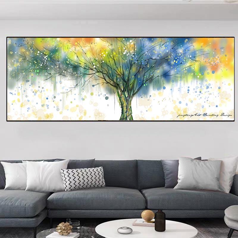 

Абстрактное Древо Жизни, картина маслом на холсте, пейзажные постеры и принты, настенные художественные фотографии, Куадрос, домашний декор для гостиной, без рамки 50x150CM No Frame