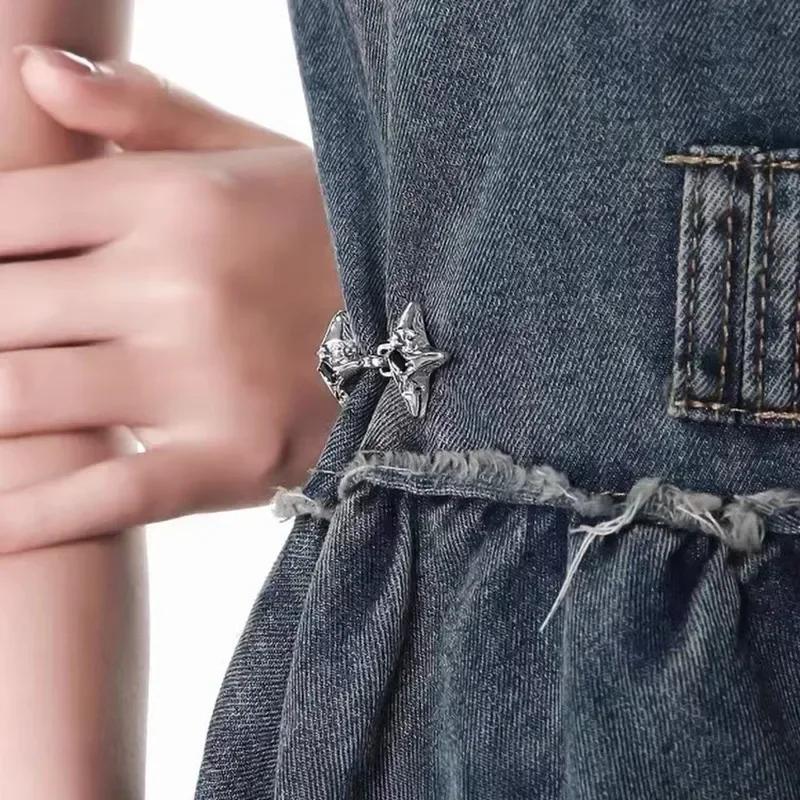 Neue Y2K Stern-Clips für Hosen Hosen-Pin Einziehbarer Knopf Loser Knopf für die Taille Für Jeans Feste Taillenschnalle