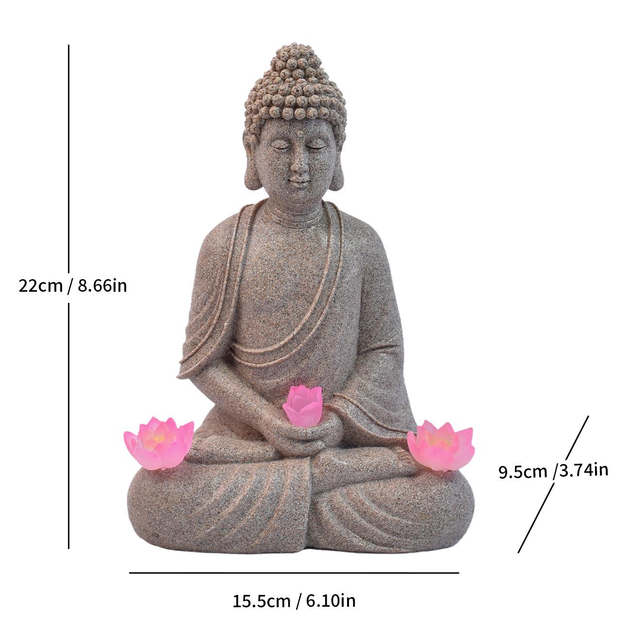 

JYL TS/071,Buddha Mini Landscape Resin Statue Solar Light Zen Buddha Decor for Outdoor Garden Night Lamp One Size колір темно весняне зелене