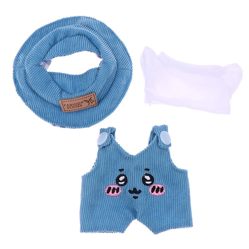 For 17cm Labubus Doll Clothes Accessories White Shirt Hat Animal Overalls Set