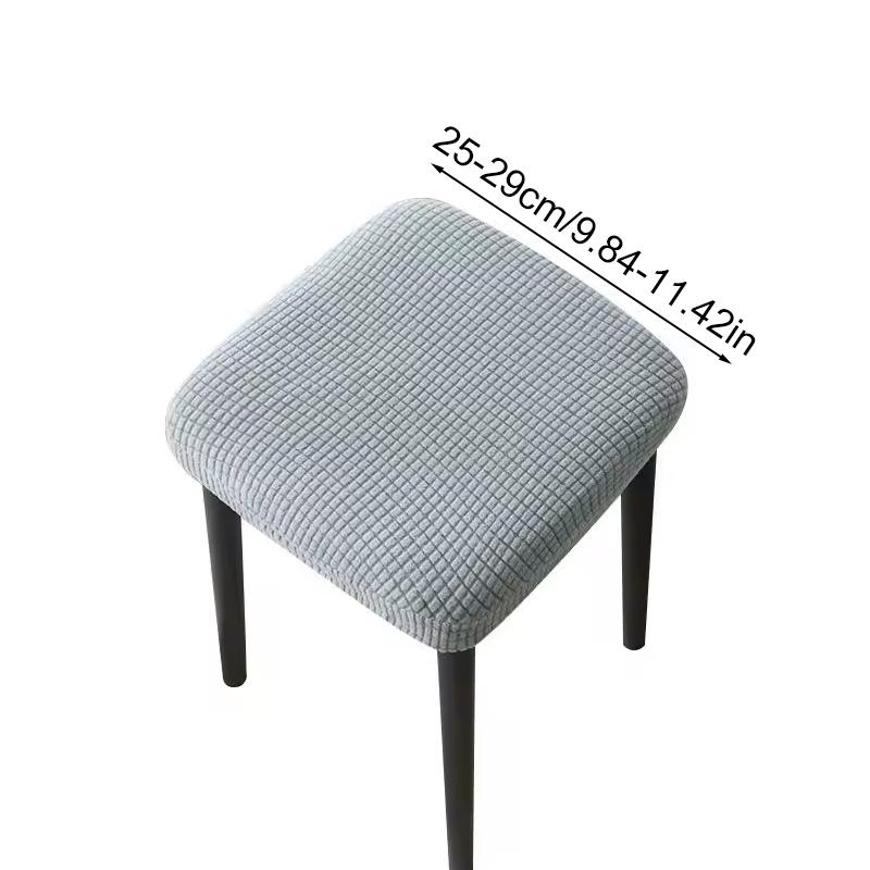 1Pc Stool Cover Dustproof Polyester Elastic Stool Chair Covers Removable Square Seat Cover Solid Color Chair Covers