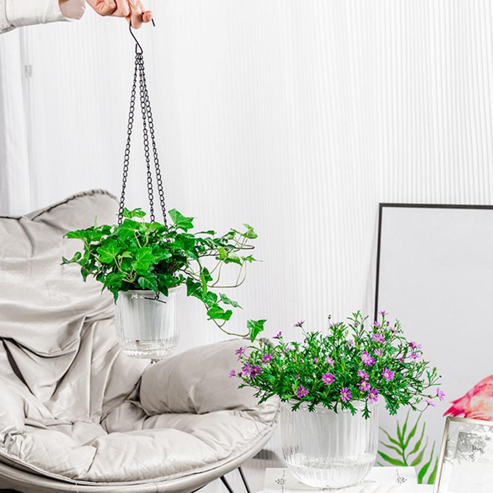 1 Set Hanging Flowerpot Self-Watering Visible Water Level Hanging Planter Pot Basket with Drainage Holes for Indoor Outdoor