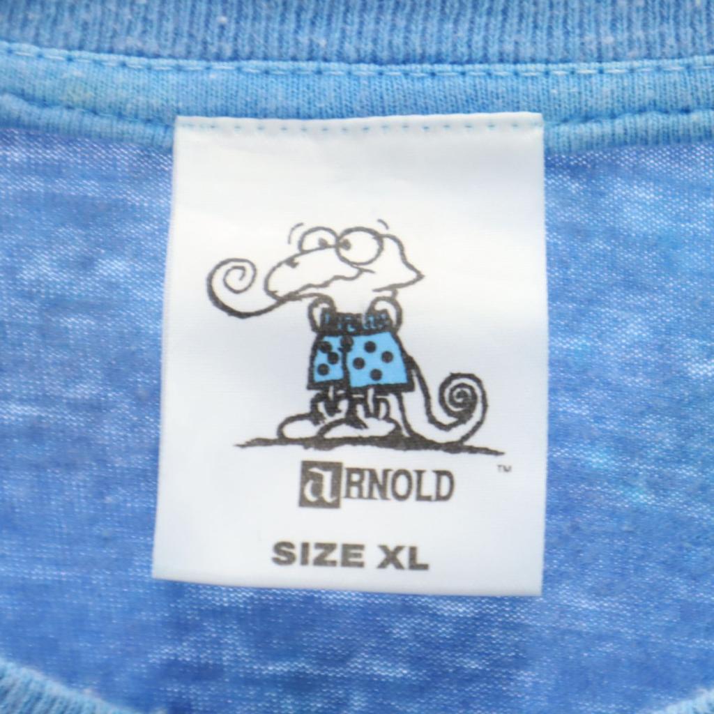 ARNOLD 90s Old Back Print Short Sleeve T-shirt XL Light Blue Men's Used