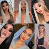 LISI HAIR Long Straight Black Blue Wig Synthetic Hair Wig Red Burgundy Pink Ombre Partial Lace Hair Wigs for Women Middle Part Wig