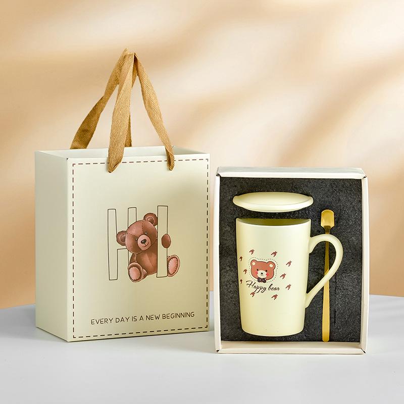 Souvenir Ceramic Couple Cup Set: Perfect for Weddings, Full Moons, Openings, or Business Gifts, with Custom Logo Printing Available.