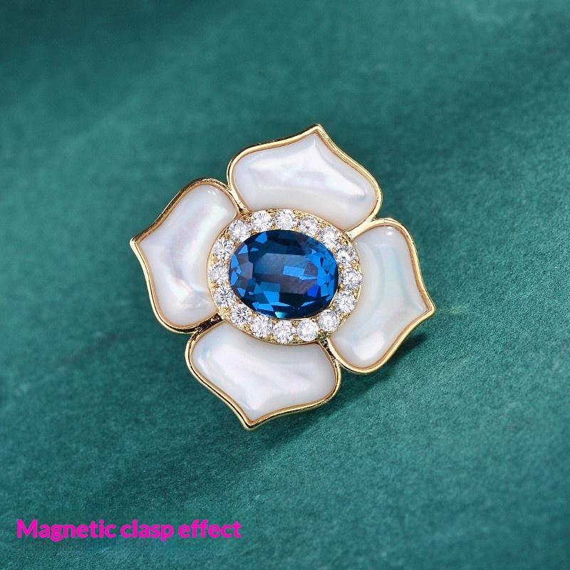 

European And American Fashion Retro Alloy Flower With Pearl Brooch Chest Flower A6