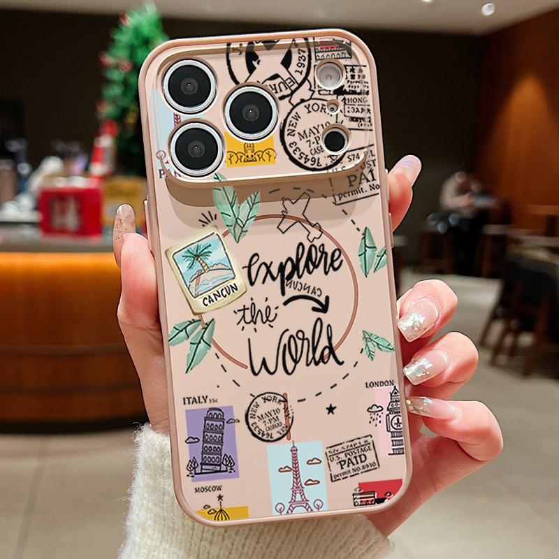 Travel Label Landmark Pattern Case For iPhone 17 Pro Max Magnetic For Magsafe Skin Feeling Cover For iPhone 16 15 14 13 Pro Max