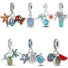 Copper Charms Summer Oceans Pendant Fit Original Pan Bracelet Making Woman Jewelry Diy