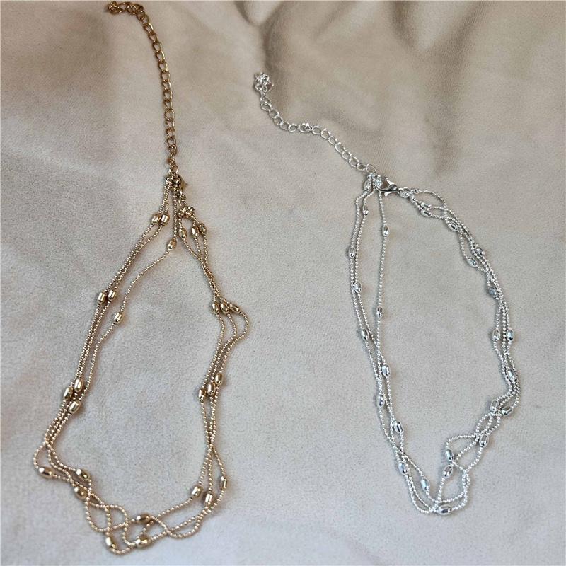 Charm Personality Jewelry Pattern Chocker Elegant Bright Multilayer Bead Chain Copper Necklace