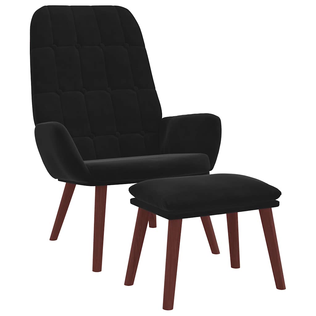 Relax Armchair with Footstool Black Velvet