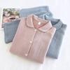 Set pigiama primaverile per coppia: Spesso Plaid in Puro Cotone, Manica Lunga da Donna e da Uomo, Vestibilità Ampia