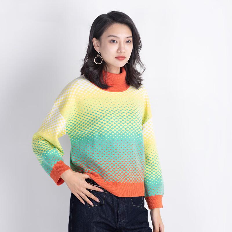 

Anlom Women s Lambswool Color Block Turtleneck Pullover Sweater 2XL