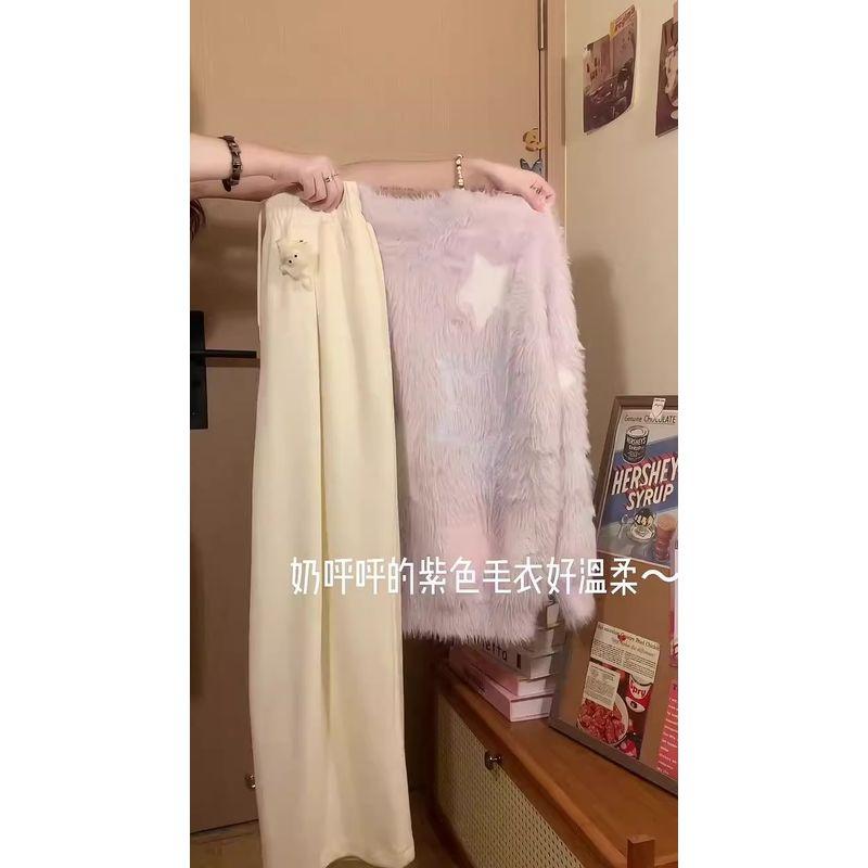 

XINGX Мягкий Клейкий Праздный Стиль Синий Свитер Женский Осень и Зима Пуловер из Норки Круглый Вырез Утолщенные Топы Свободный Прилегающий Purple XL recommended 57.50 kg-65.00 kg