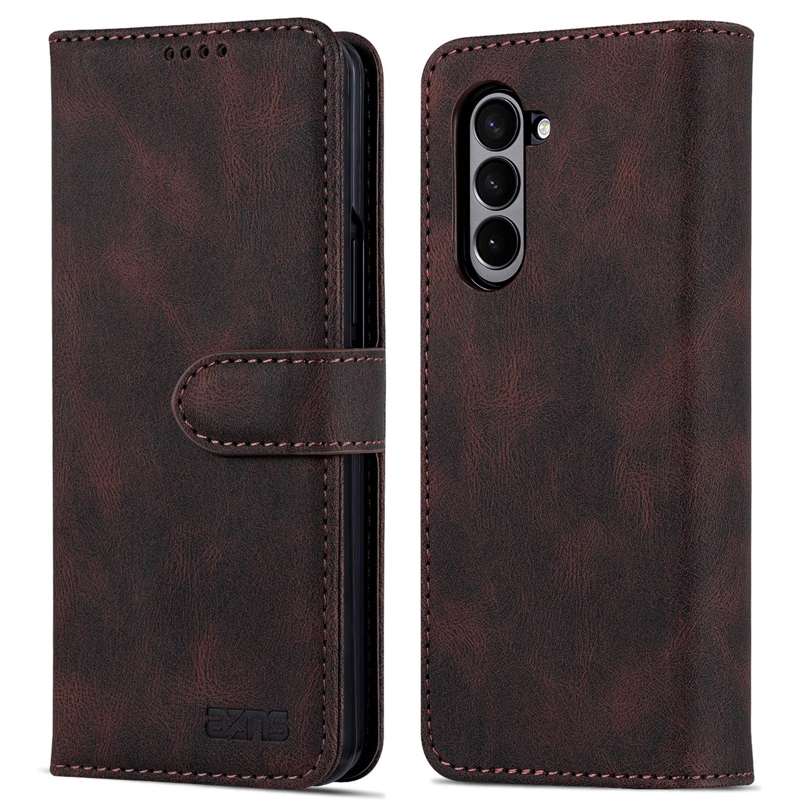 

AZNS For Samsung Galaxy Z Fold6 5G Case Leather Phone Cover with Wallet Stand Brown