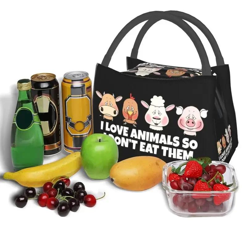 Don't Eat Animals Insulated Lunch Bag for Outdoor Picnic Waterproof Thermal Cooler Lunch Box Women