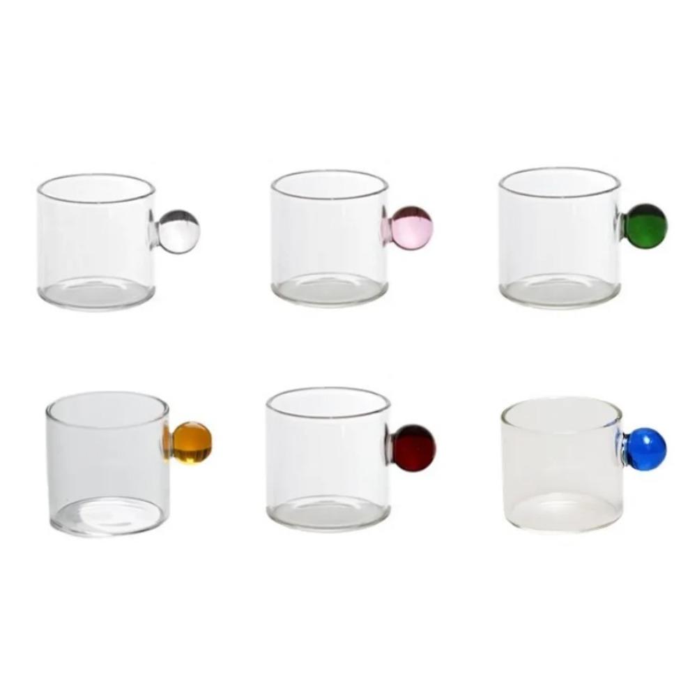 6PC Espresso Tassen Kleine Tee Tasse Set Hitze Beständig Glas Teetassen Eimer Tisch Dekor 110ml Kapazität