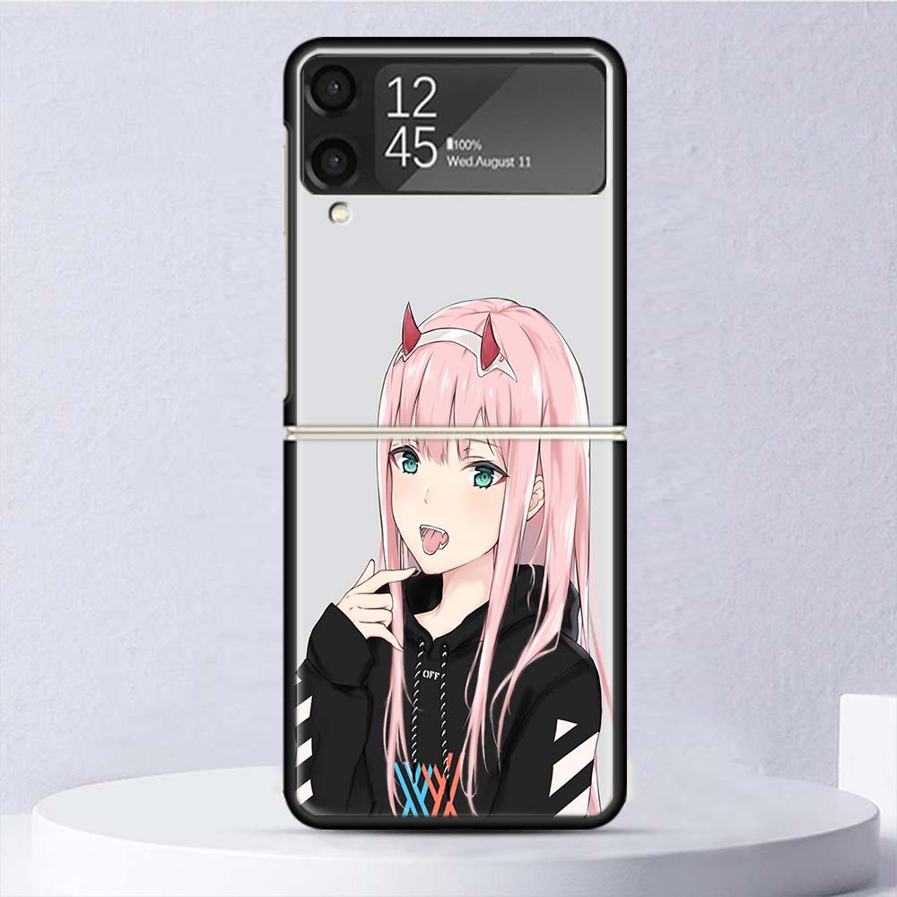 Zero Two Darling In The Franxx 02 Shockproof Case For Samsung Galaxy Z Flip 7 6 5 4 3 5G Phone Cover Z Flip3 Flip4 Flip5 Flip6 F