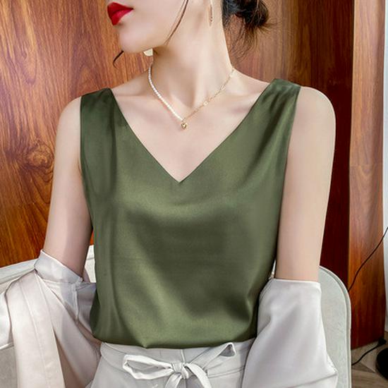 Dames Zomer Satijnen Zijden Camisole: Mouwloze Top, Basislaag van IJszijde, Veelzijdig Ondergoed of Bovenkleding