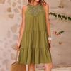 Womens Summer Casual Halter Dress Crochet Hollow Out A-line Beach Sundresses