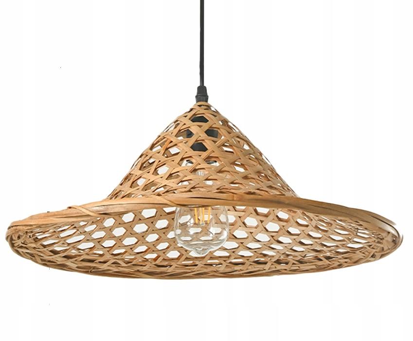BOHO Ceiling Hanging Lamp with Bamboo Shade, Natural, Large, 40cm E27