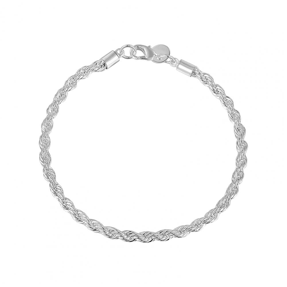 Women Alloy Bracelet Elegant Twisted Silver Jewelry Set for Women Men Unisex Necklace Bracelet with Polished Alloy Lobster Clip