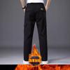 Winter Men'S Warm Cotton Stretch Work Pants With Thick Velvet And Loose Straight Tube Elastic Waist Multi Pocket Casual Pants