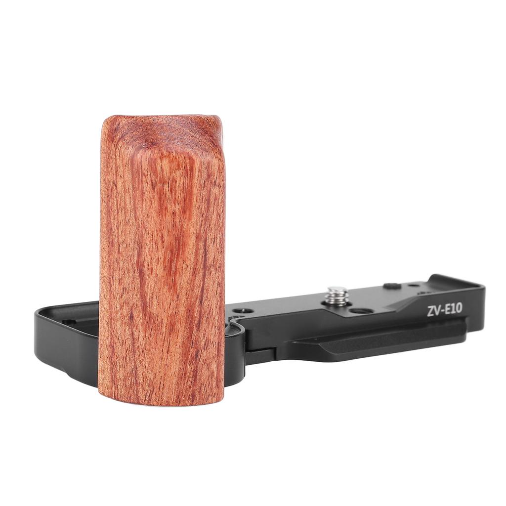 Camera L Bracket for ZV E10 Aluminum Tripod Quick Release Plate with Wood Handle 1/4 Inch Threaded H