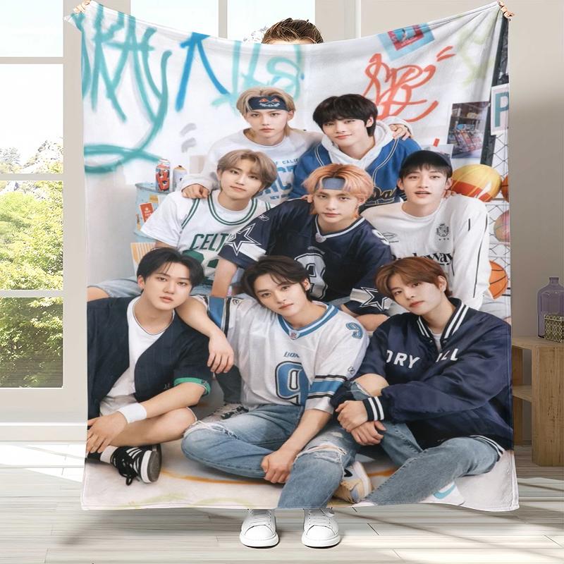 HD Stray Kids Kpop Star Flannel Blanket,Ultra Soft Warm Plush Throw for Home Bedroom Bed Sofa Cover Camping Picnic Gift