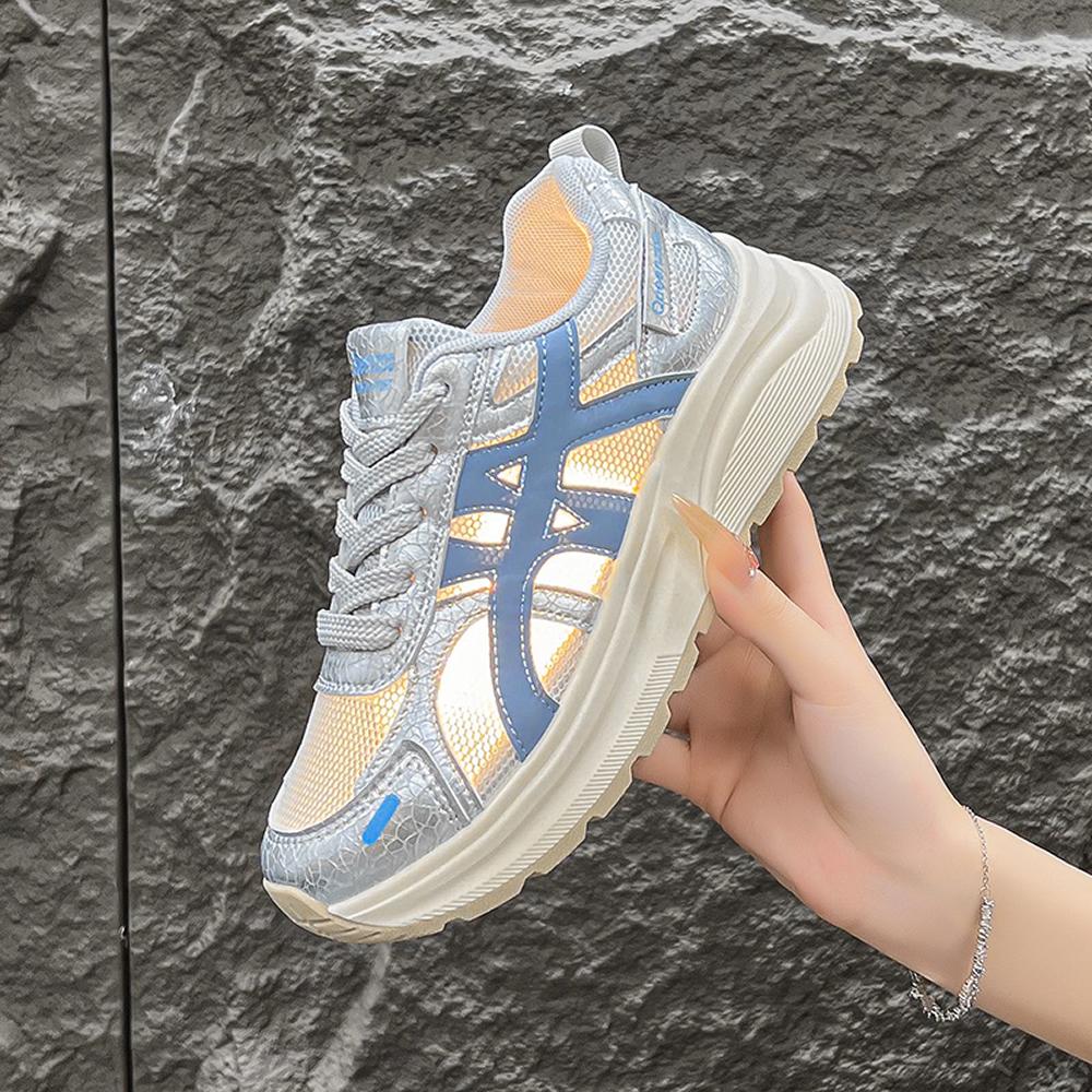 

Spring Autumn Soft Leather Mesh Women s Sport Shoes Casual Thick Bottom Fashionable Lightweight Increased Height Shoes 41 жовтий